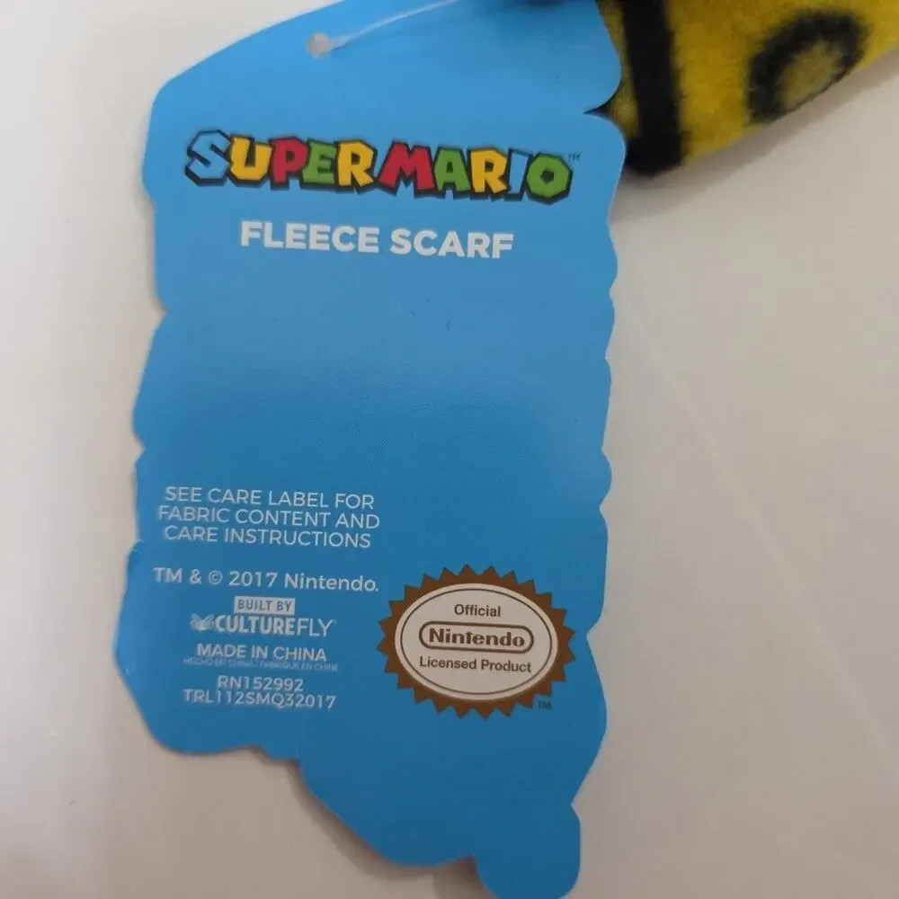 Super Mario Bros Fleece Scarf Official Nintendo Question Block 72”X8” New W/ Tag